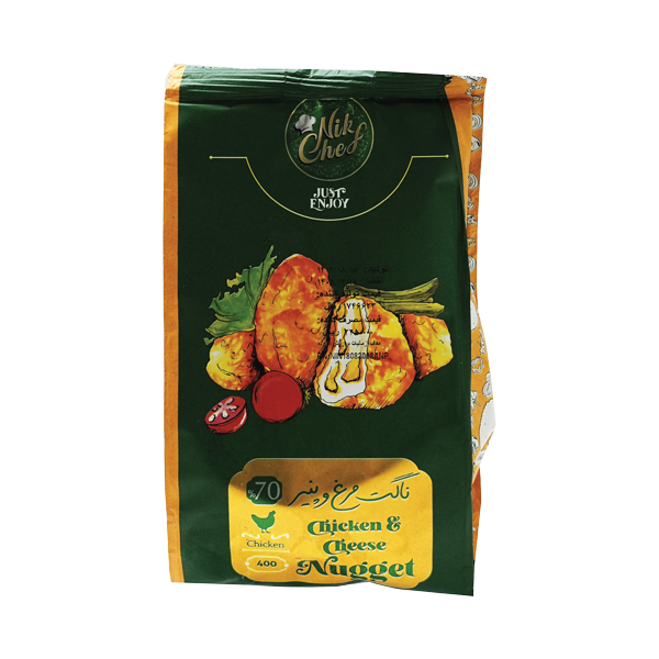 ناگت مرغ و پنیر 70% 400 گرمی نیمه اماده مصرف منجمد نیک شف