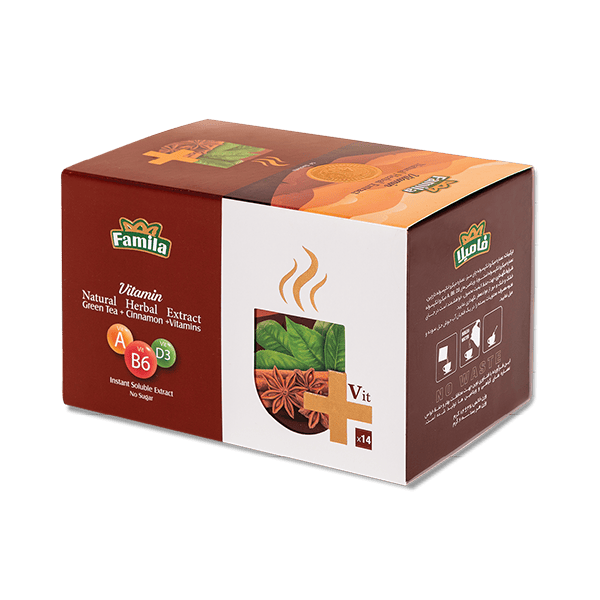 عصاره طبیعی گیاهی چای سبز و دارچین 14 عددی فامیلا