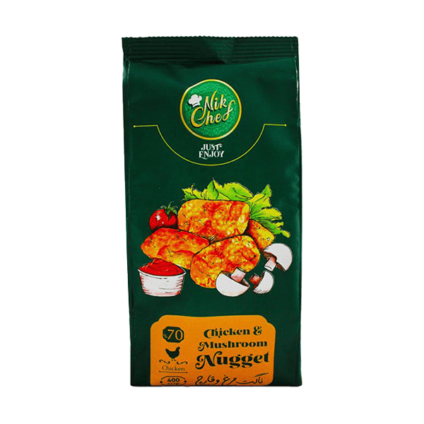 ناگت مرغ و قارچ 70% 400 گرمی نیمه آماده مصرف منجمد نیک شف