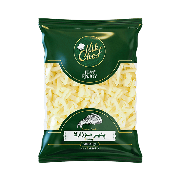 پنیر موزارلا رنده شده 500 گرمی منجمد نیک شف