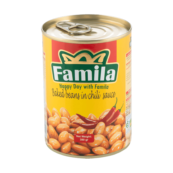 کنسرو لوییا چیتی در سس چیلی 380 گرمی فامیلا