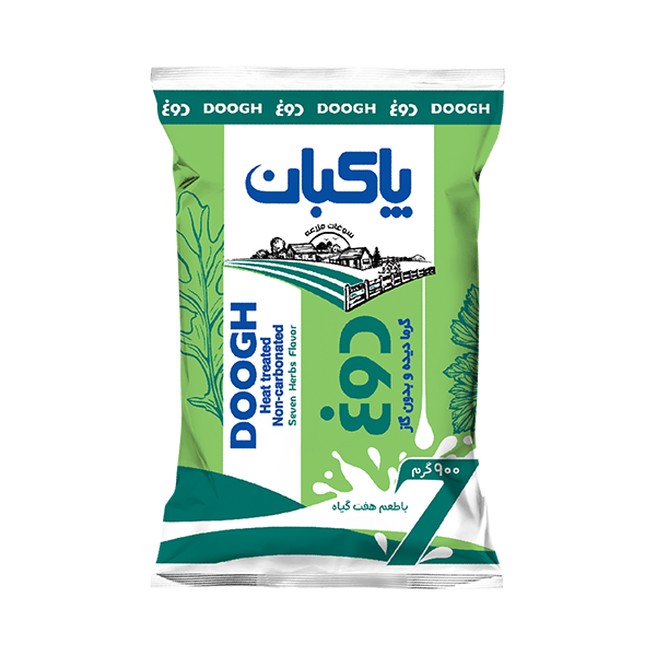 دوغ هفت گياه بدون گاز گرماديده كيسه‌ای 900 گرم پاکبان