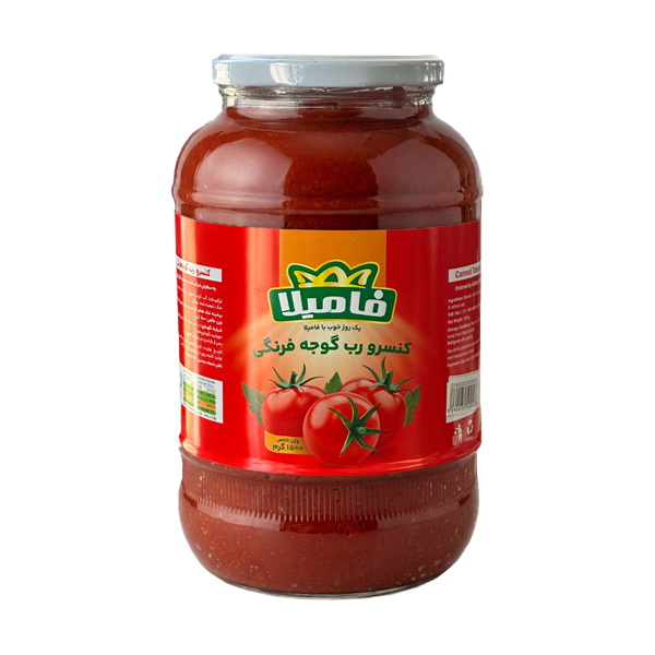 رب گوجه فرنگی شیشه‌ای 1500 گرمی فامیلا