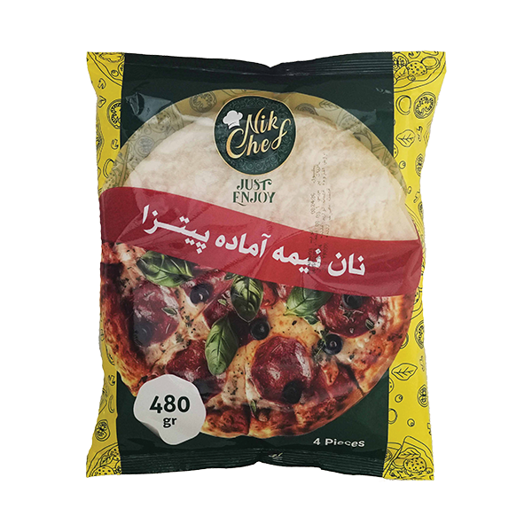 نان نیمه آماده پیتزا کیسه نایلویی 480 گرمی نیک شف